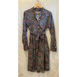 Land’s End Sage Green Paisley Dress size 10 EUC